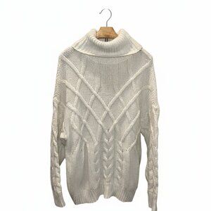 Favlux Oversized Cable Knit Light Cream Sweater